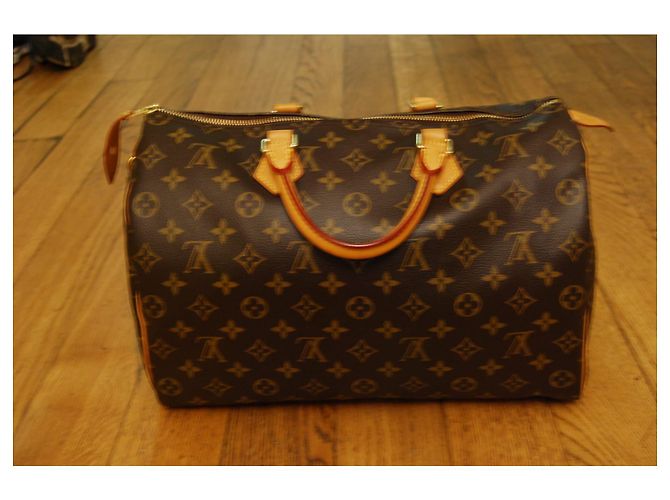 Louis Vuitton Speedy 35 Borsa a mano in pelle marrone - vista 5