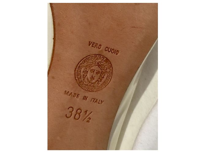 Sabot Versace con tacco in vernice bianca e oro Bianco D'oro - vista 7