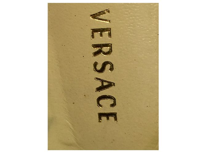 Sabot Versace con tacco in vernice bianca e oro Bianco D'oro - vista 8
