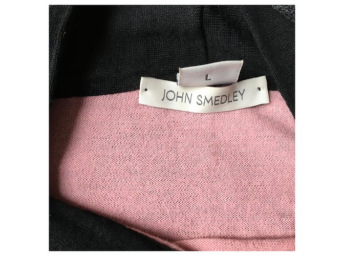 John Smedley Lavallière Wollpullover Schwarz Rosa Pink - Ansicht 12