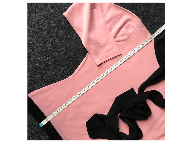 John Smedley Lavallière Wollpullover Schwarz Rosa Pink - Ansicht 15