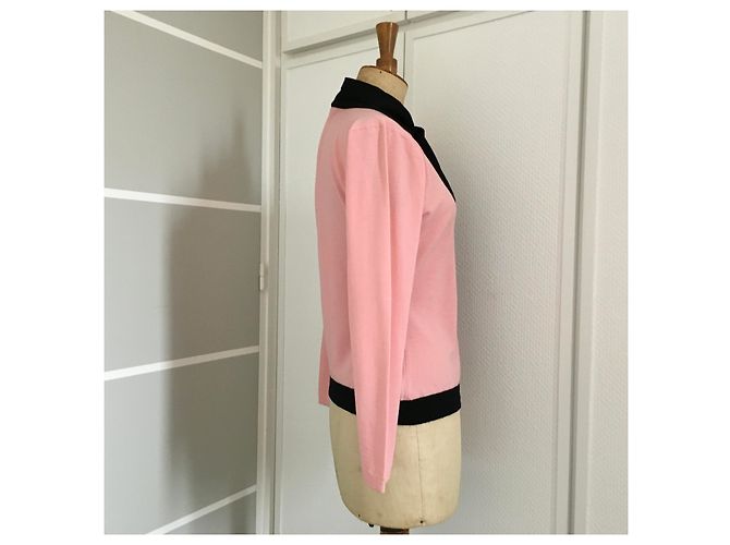 John Smedley Lavallière Wollpullover Schwarz Rosa Pink - Ansicht 3