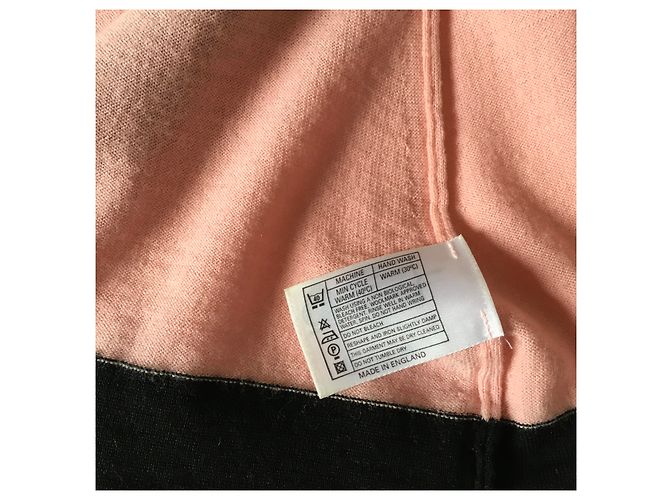 John Smedley Lavallière Wollpullover Schwarz Rosa Pink - Ansicht 6