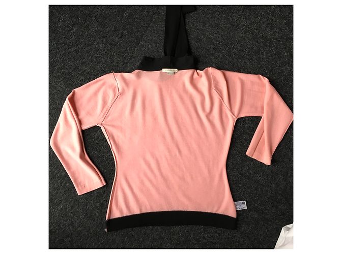 John Smedley Lavallière Wollpullover Schwarz Rosa Pink - Ansicht 7