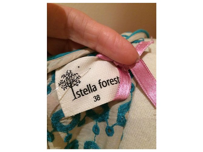 Túnica Stella Forest Bordada de Algodón Azul Turquesa y Beige Multicolor - vista 4