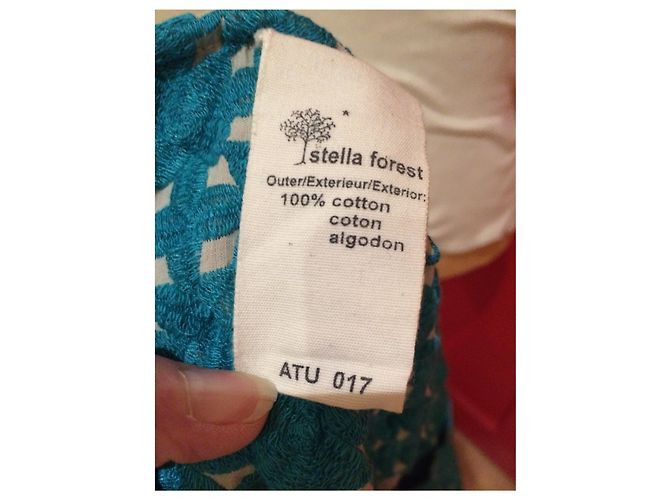 Túnica Stella Forest Bordada de Algodón Azul Turquesa y Beige Multicolor - vista 5