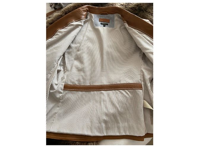 Massimo Dutti Lederjacke Beige - Ansicht 2
