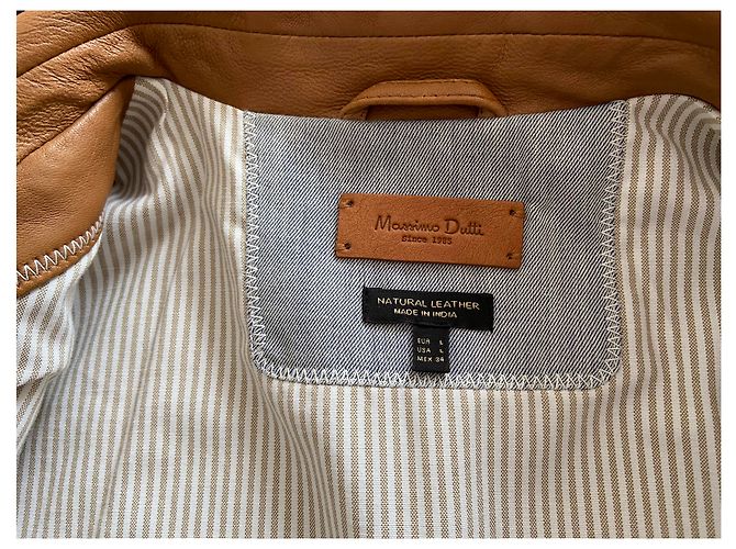 Massimo Dutti Lederjacke Beige - Ansicht 4
