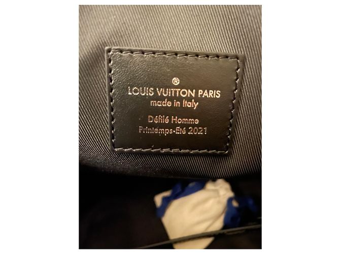 Louis Vuitton Keepall Virgil Abloh Damier ha distorto Nero Bianco Arancione - vista 5