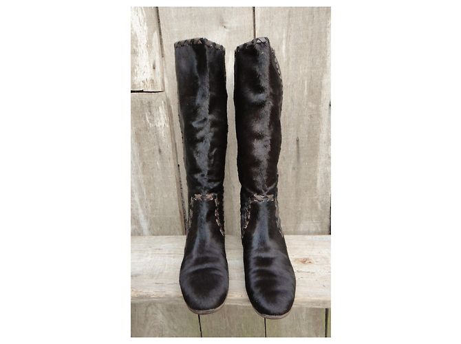 Botas Gucci en potro p 39,5 Marrón oscuro - vista 3