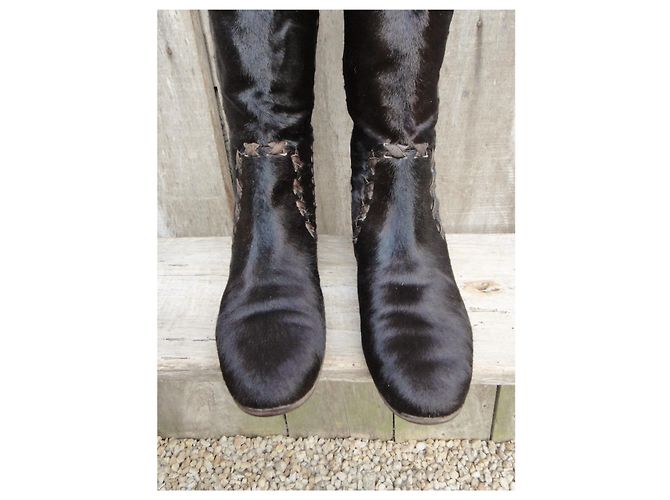 Botas Gucci en potro p 39,5 Marrón oscuro - vista 4
