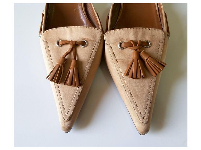 Sabot Sebastian in pelle e tessuto beige Marrone - vista 3
