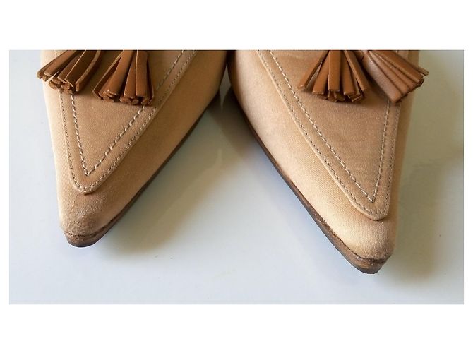 Sabot Sebastian in pelle e tessuto beige Marrone - vista 4