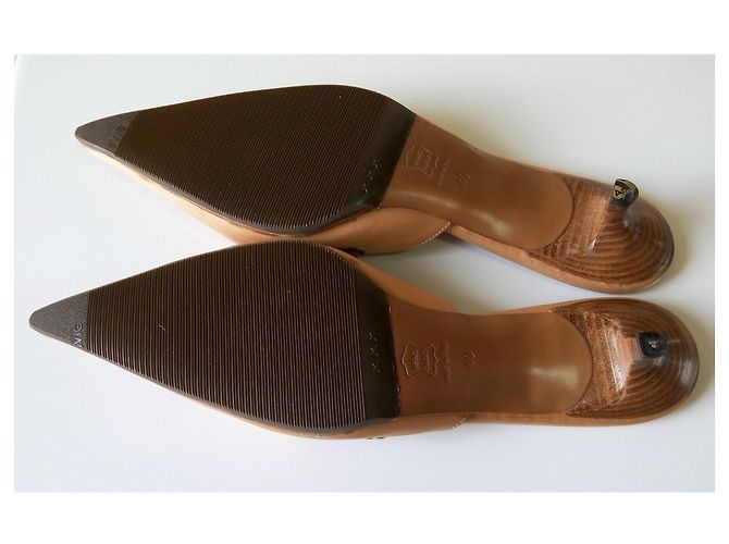 Sabot Sebastian in pelle e tessuto beige Marrone - vista 6