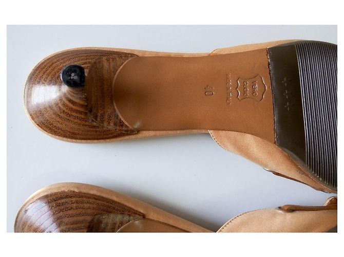 Sabot Sebastian in pelle e tessuto beige Marrone - vista 7
