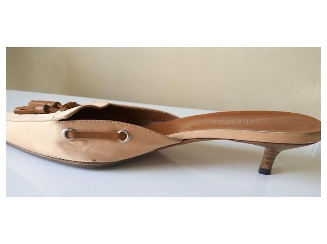 Sabot Sebastian in pelle e tessuto beige Marrone - vista 8