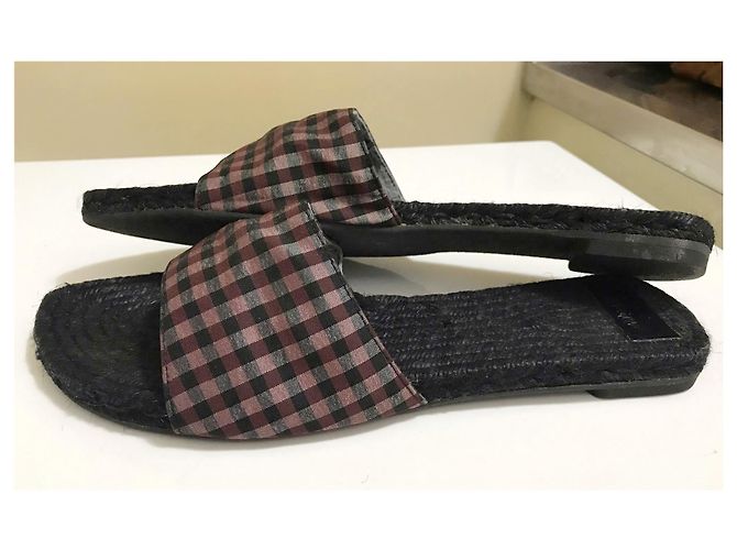 Sandali Castaner bordeaux e neri in tessuto Nero Bordò - vista 2