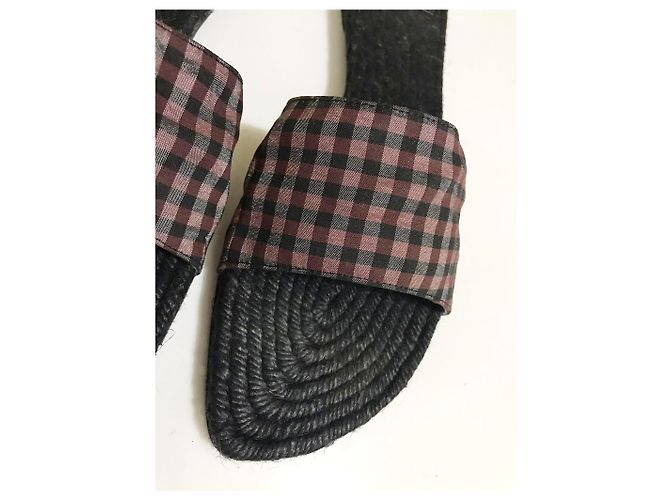Sandali Castaner bordeaux e neri in tessuto Nero Bordò - vista 3