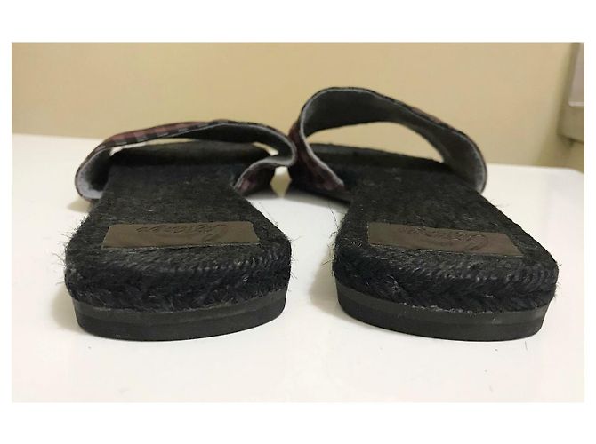 Sandali Castaner bordeaux e neri in tessuto Nero Bordò - vista 6