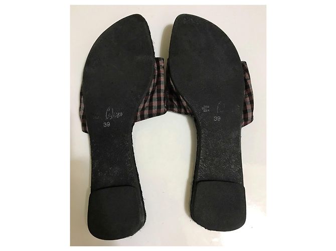 Sandali Castaner bordeaux e neri in tessuto Nero Bordò - vista 8