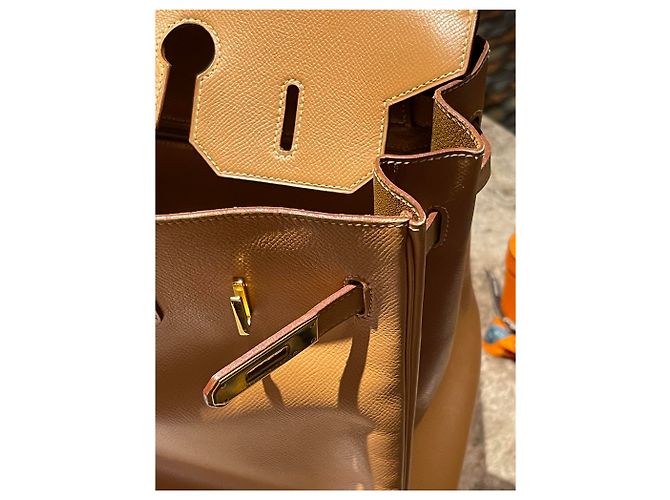 Hermès Birkin 35 em couro Naturelle Courchevel com ferragens douradas Castanho claro - vista 16