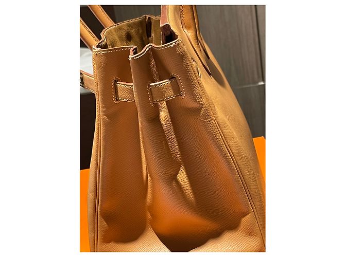 Hermès Birkin 35 em couro Naturelle Courchevel com ferragens douradas Castanho claro - vista 19