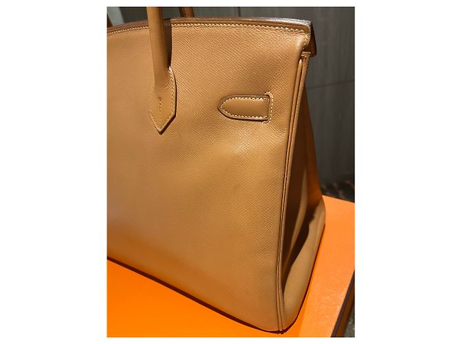 Hermès Birkin 35 em couro Naturelle Courchevel com ferragens douradas Castanho claro - vista 8