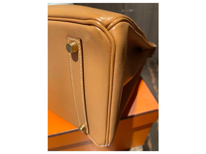 Hermès Birkin 35 em couro Naturelle Courchevel com ferragens douradas Castanho claro - vista 9