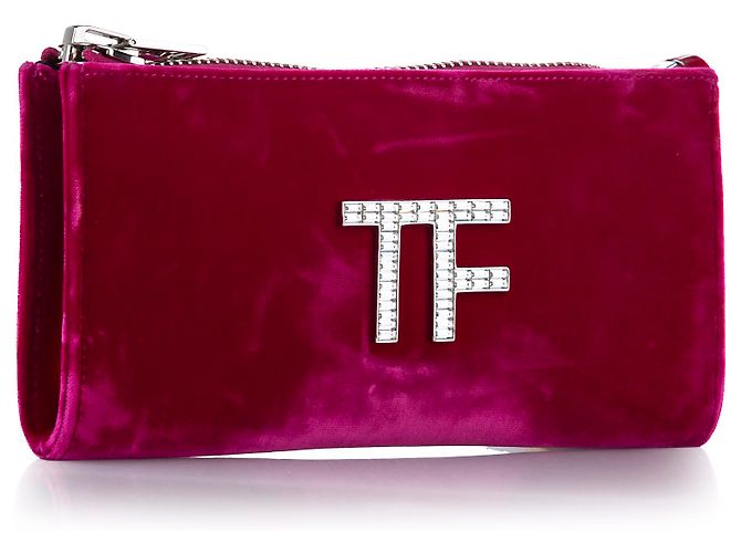 Pochette in velluto rosa Tom Ford - vista 2