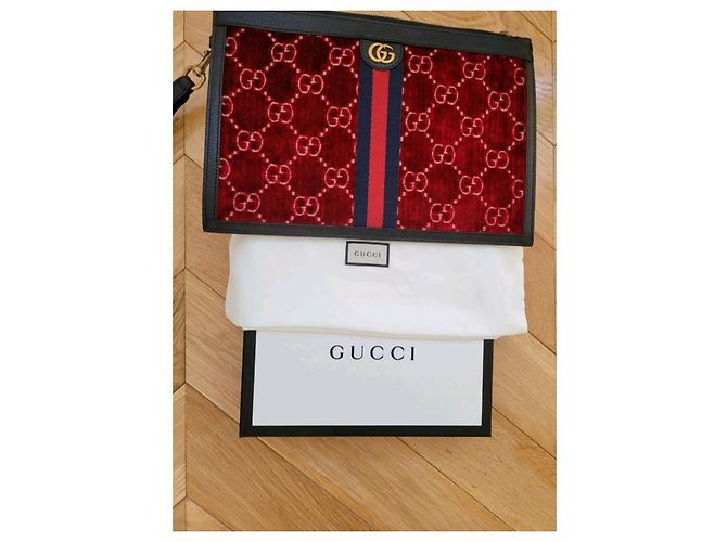 Ophidia Pochette Gucci in velluto rosso scuro Bordò - vista 9
