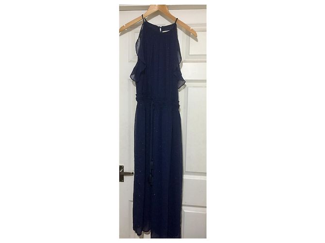Michael Kors Maxi Chiffon Georgette Kleid Dunkelblau - Ansicht 10