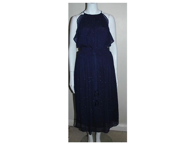 Michael Kors Maxi Chiffon Georgette Kleid Dunkelblau - Ansicht 2