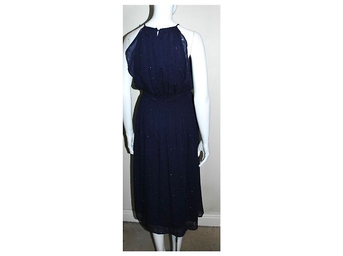 Michael Kors Maxi Chiffon Georgette Kleid Dunkelblau - Ansicht 3