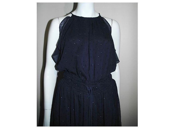 Michael Kors Maxi Chiffon Georgette Kleid Dunkelblau - Ansicht 5
