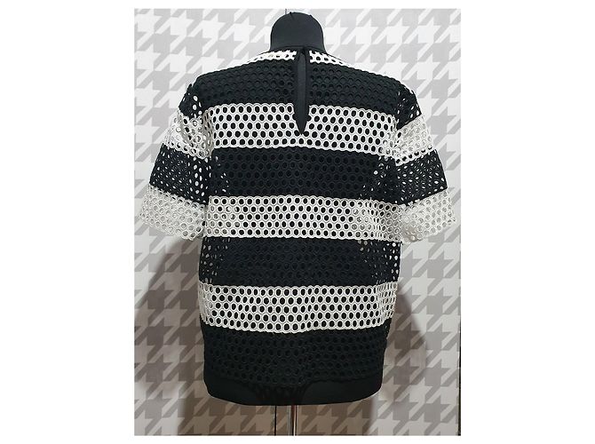 Top de malla de algodón Michael Kors Negro Blanco - vista 4
