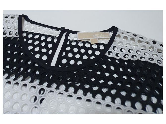 Top de malla de algodón Michael Kors Negro Blanco - vista 5