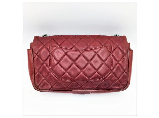 Trendy CC Borsa Chanel Timeless Icons Secret Label in pelle rosso bordeaux - vista 3