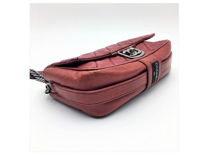 Trendy CC Borsa Chanel Timeless Icons Secret Label in pelle rosso bordeaux - vista 8