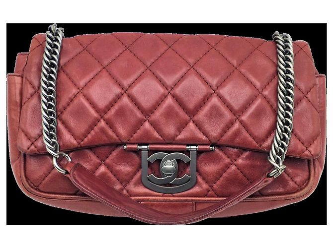 Trendy CC Borsa Chanel Timeless Icons Secret Label in pelle rosso bordeaux - vista 9
