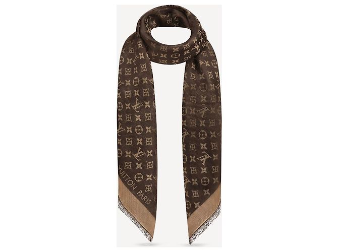 Louis Vuitton Monogram Schal Shine braun Seide und Wolle - Ansicht 3