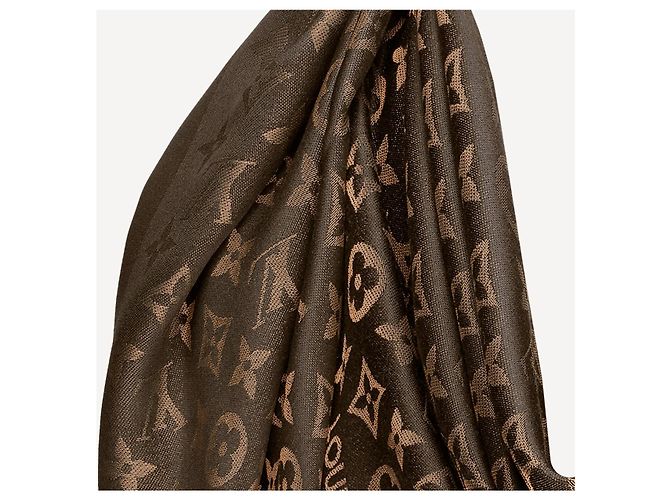 Louis Vuitton Monogram Schal Shine braun Seide und Wolle - Ansicht 4
