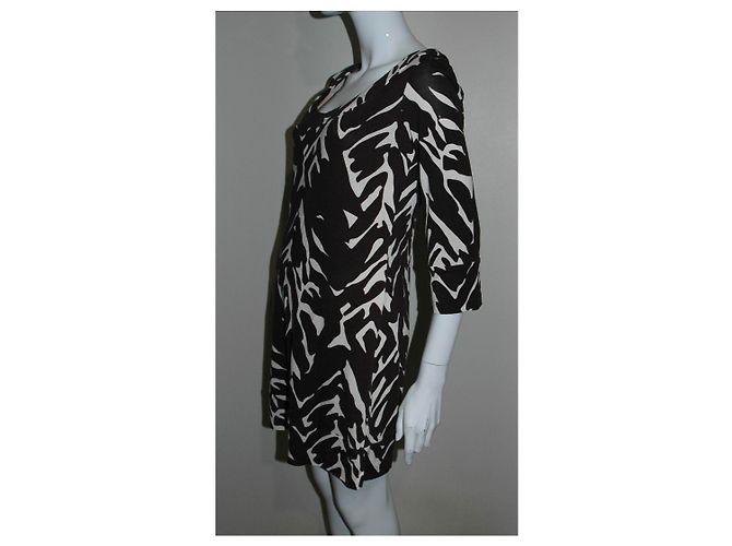 Diane Von Furstenberg DvF Aggie Seidenjersey Kleid Weiß Schokolade - Ansicht 2