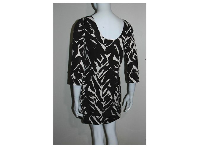 Diane Von Furstenberg DvF Aggie Seidenjersey Kleid Weiß Schokolade - Ansicht 3