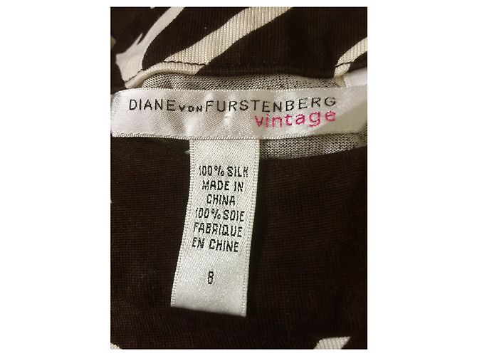 Diane Von Furstenberg DvF Aggie Seidenjersey Kleid Weiß Schokolade - Ansicht 4
