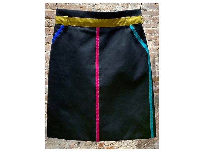 Minifalda Louis Vuitton de algodón negro rosa amarillo - vista 2