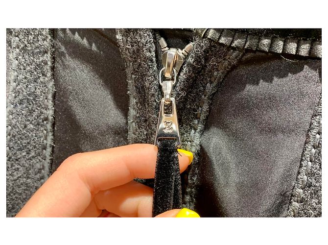 Gonna lunga Louis Vuitton in seta e lana nero grigio - vista 3