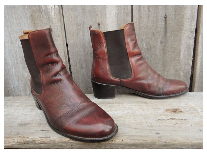 Autre Marque Botas Chelsea de cuero marrón talla 38 Marrón oscuro - vista 2