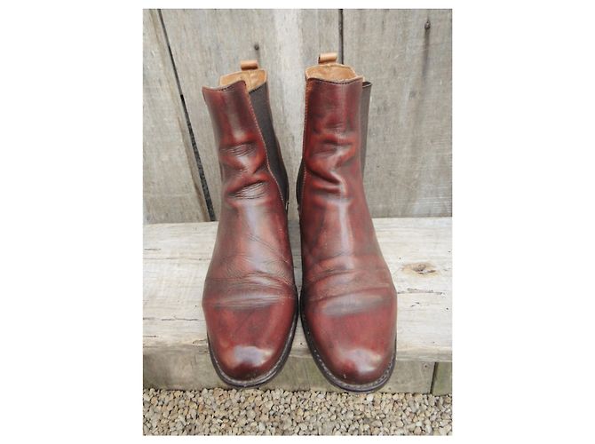 Autre Marque Botas Chelsea de cuero marrón talla 38 Marrón oscuro - vista 3