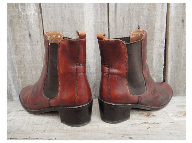 Autre Marque Botas Chelsea de cuero marrón talla 38 Marrón oscuro - vista 4