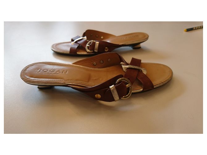 Hogan Mules aus Leder Gold Cognac Größe 40 Golden - Ansicht 2